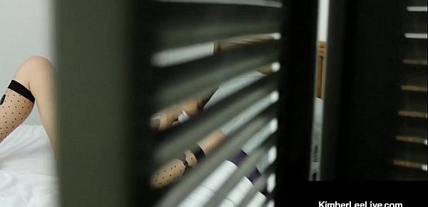  Young Girl Kimber Lee Gives A Horny Peeping Tom A Blow Job!